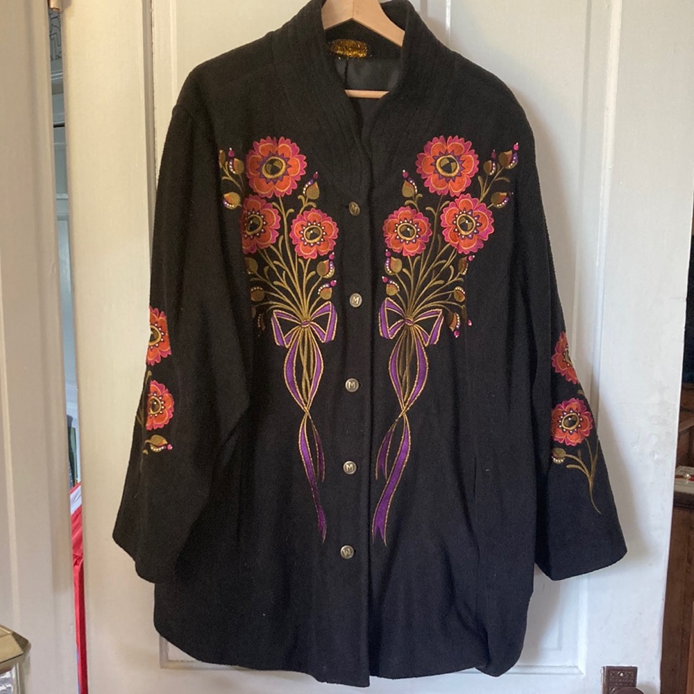 Vintage Bob Mackie Wearable Art fleece jacket